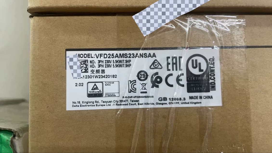 100%-ban vadonatúj eredeti és eredeti Delta VFD25AMS23ANSAA 5,5KW háromfázisú 220V Frekvenciaváltók Hajtás szervo motor