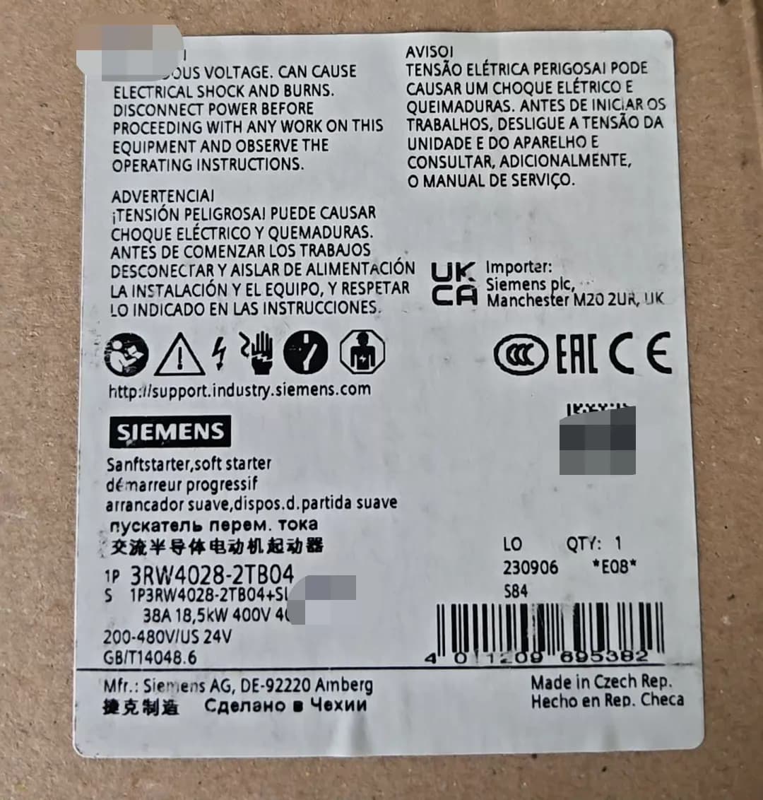 Vadonatúj, eredeti, gyári Siemens 3RW4028-2TB04 lágyindító SIRIUS SOFT STARTER