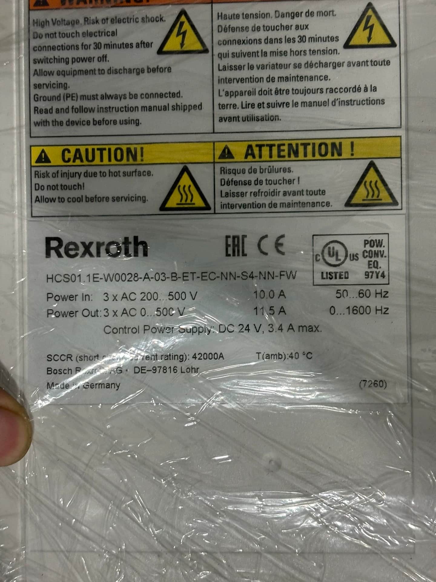 Vadonatúj eredeti Bosch Rexroth szervomotor HCS01.1E-W0028-A-03-B-ET-EC-NN-S4-NN-FW szervomotor gyors szállítás
